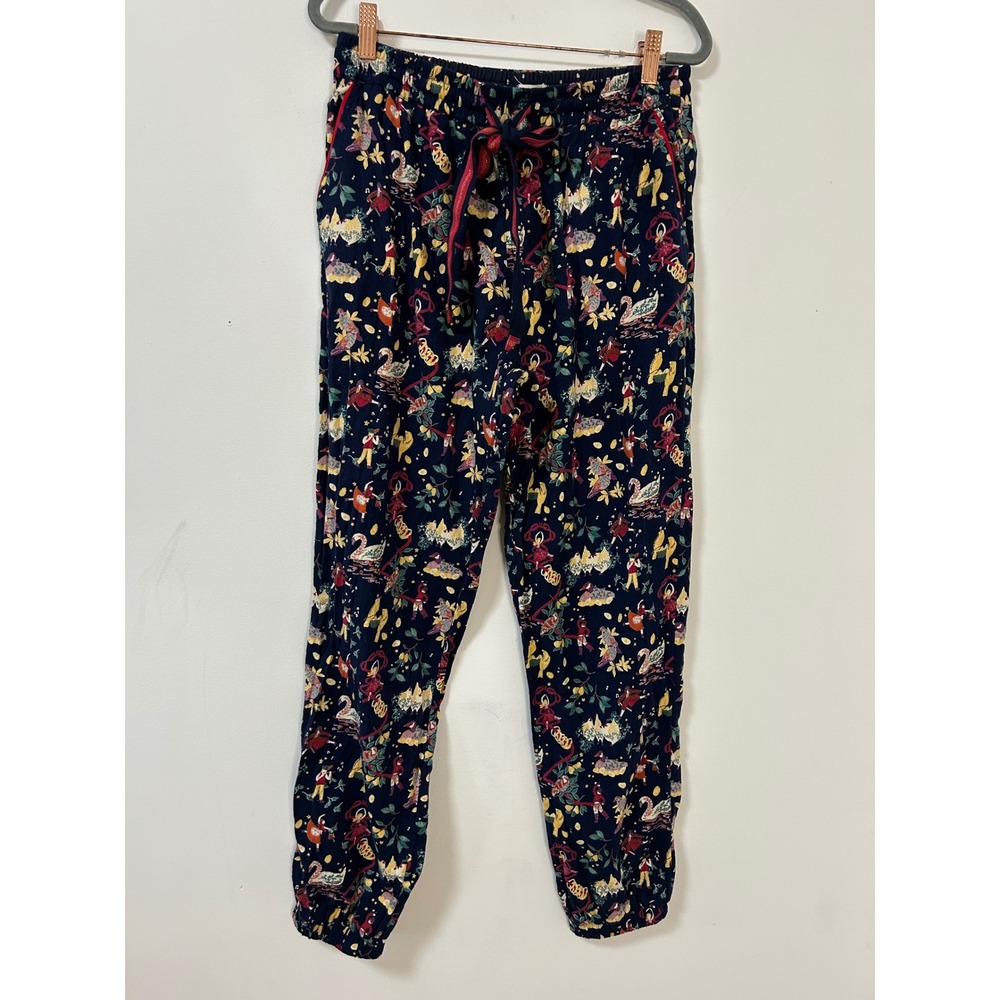 FatFace 12 Days of Christmas Pajama Pants Women 8 Navy Whimsical Loungewear